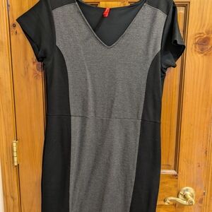 Ruby Ribbon Black and Gray Midi Dress. Size Large